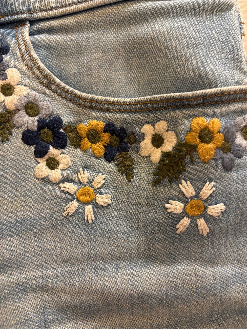 LC Lauren Conrad Light Blue Denim Floral Embroidered Shorts - Picture 2 of 6